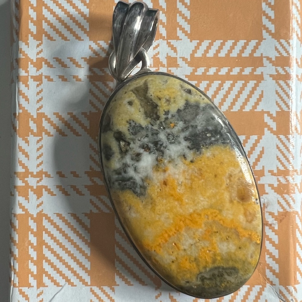 Bumblebee Jasper Pendant 925 Sterling Silver